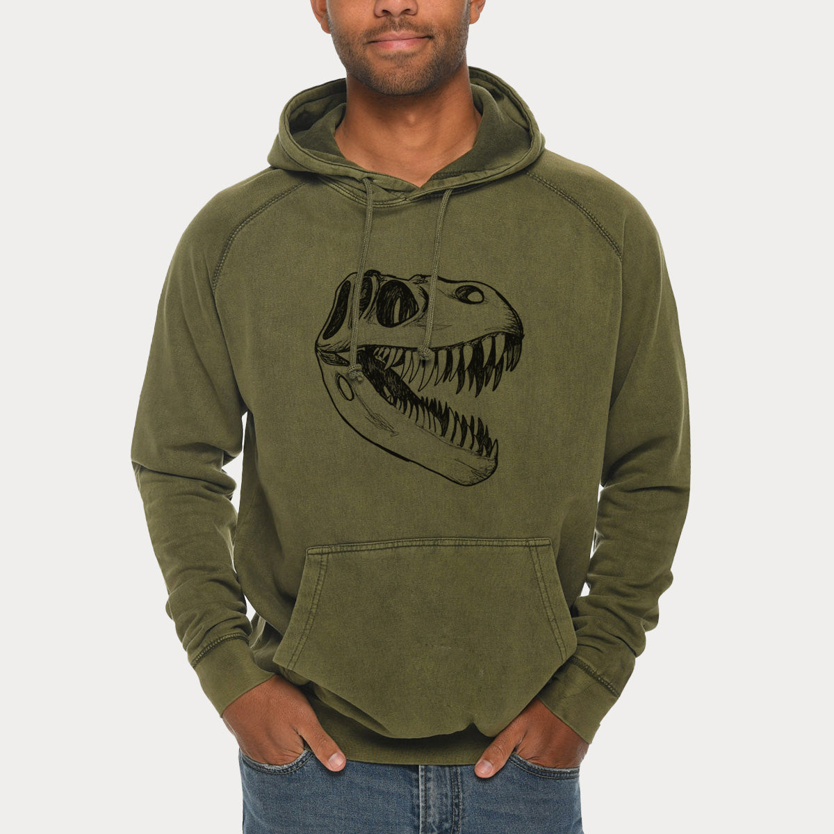 Tyrannosaurus Rex Skull  - Mid-Weight Unisex Vintage 100% Cotton Hoodie