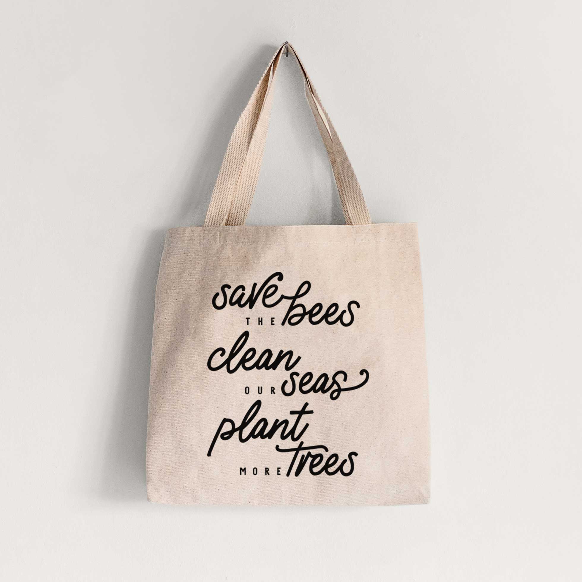 Bees Seas Trees - Typography - Tote Bag