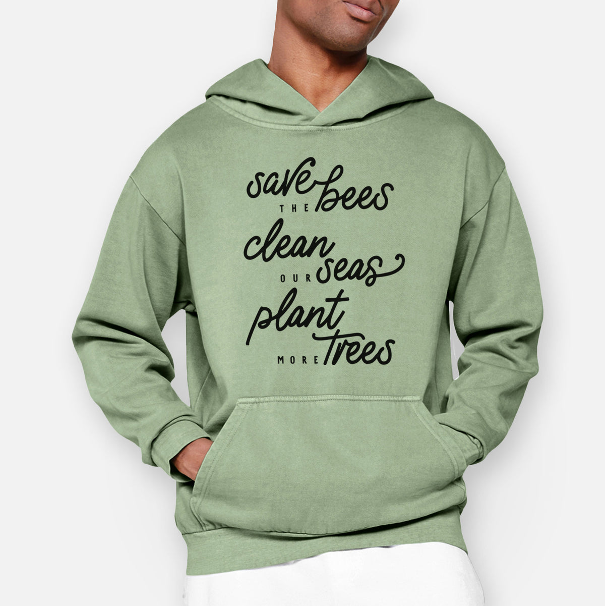 Bees Seas Trees - Typography  - Urban Heavyweight Hoodie