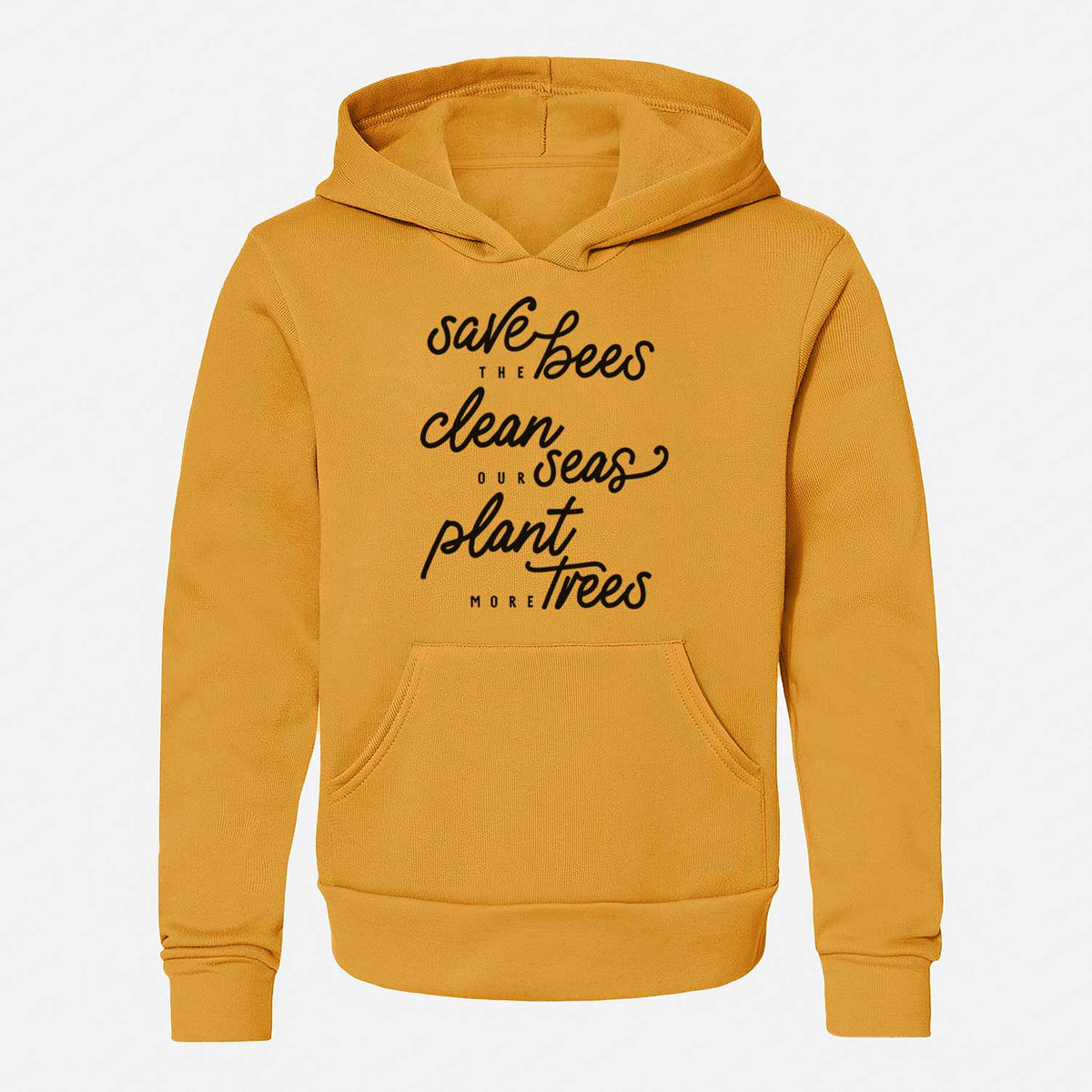 Bees Seas Trees - Typography - Youth Hoodie Sweatshirt
