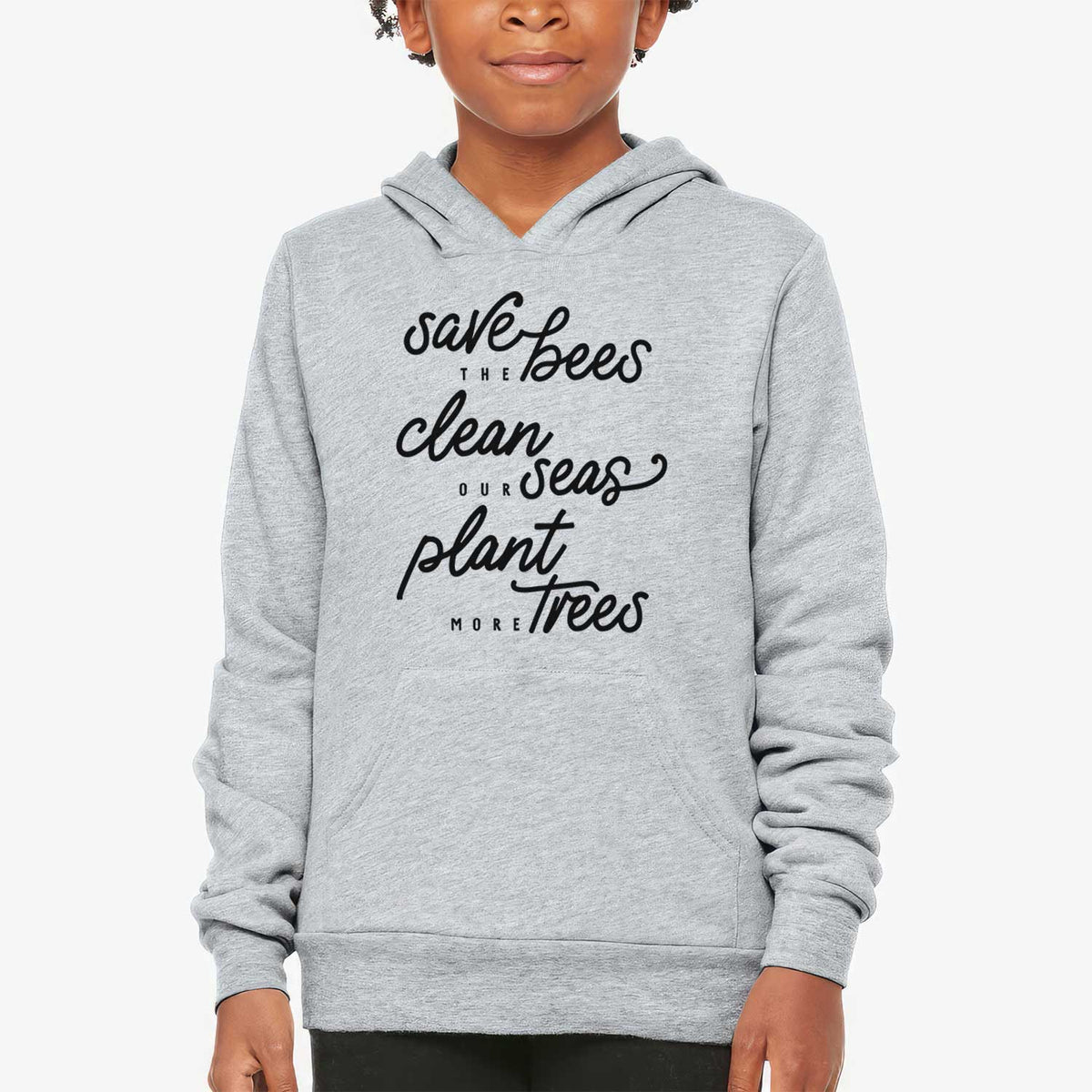 Bees Seas Trees - Typography - Youth Hoodie Sweatshirt