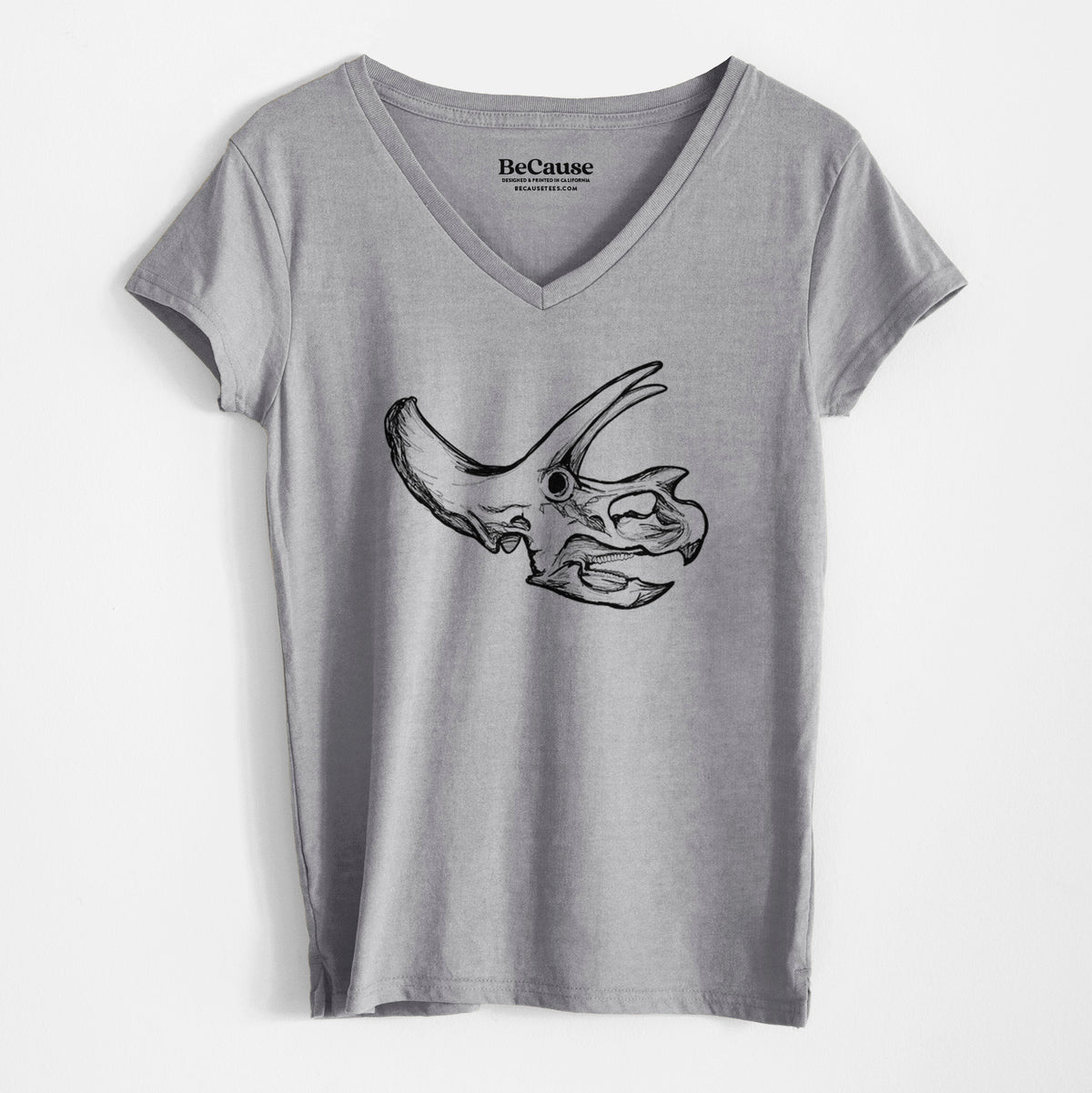 Triceratops Skull - Women&#39;s 100% Recycled V-neck