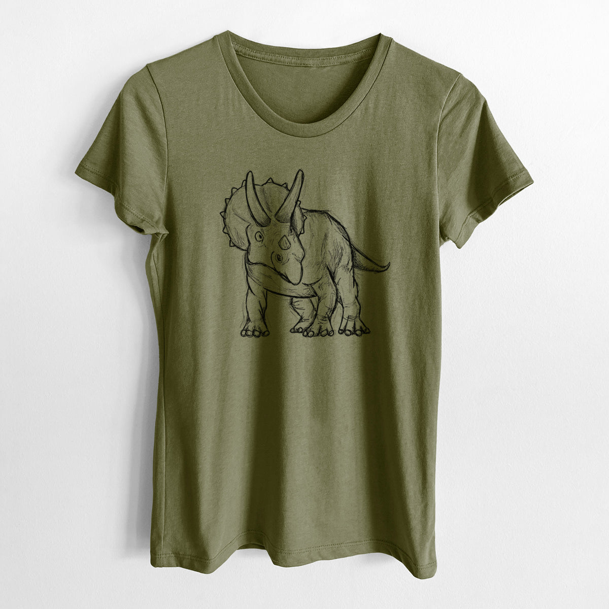 Triceratops Horridus - Women&#39;s Crewneck - Made in USA - 100% Organic Cotton