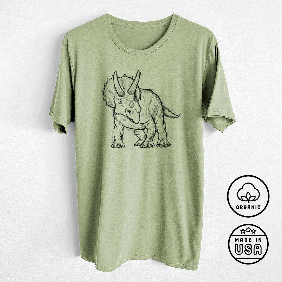 Triceratops Horridus - Unisex Crewneck - Made in USA - 100% Organic Cotton