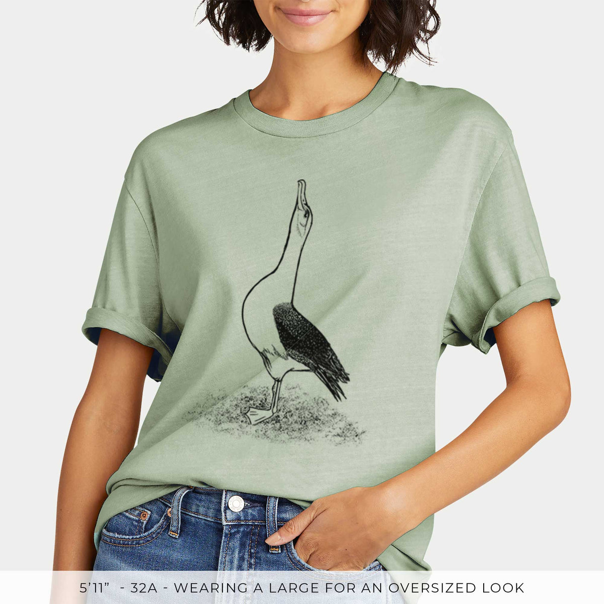 Diomedea exulans - Wandering Albatross -  Mineral Wash 100% Organic Cotton Short Sleeve