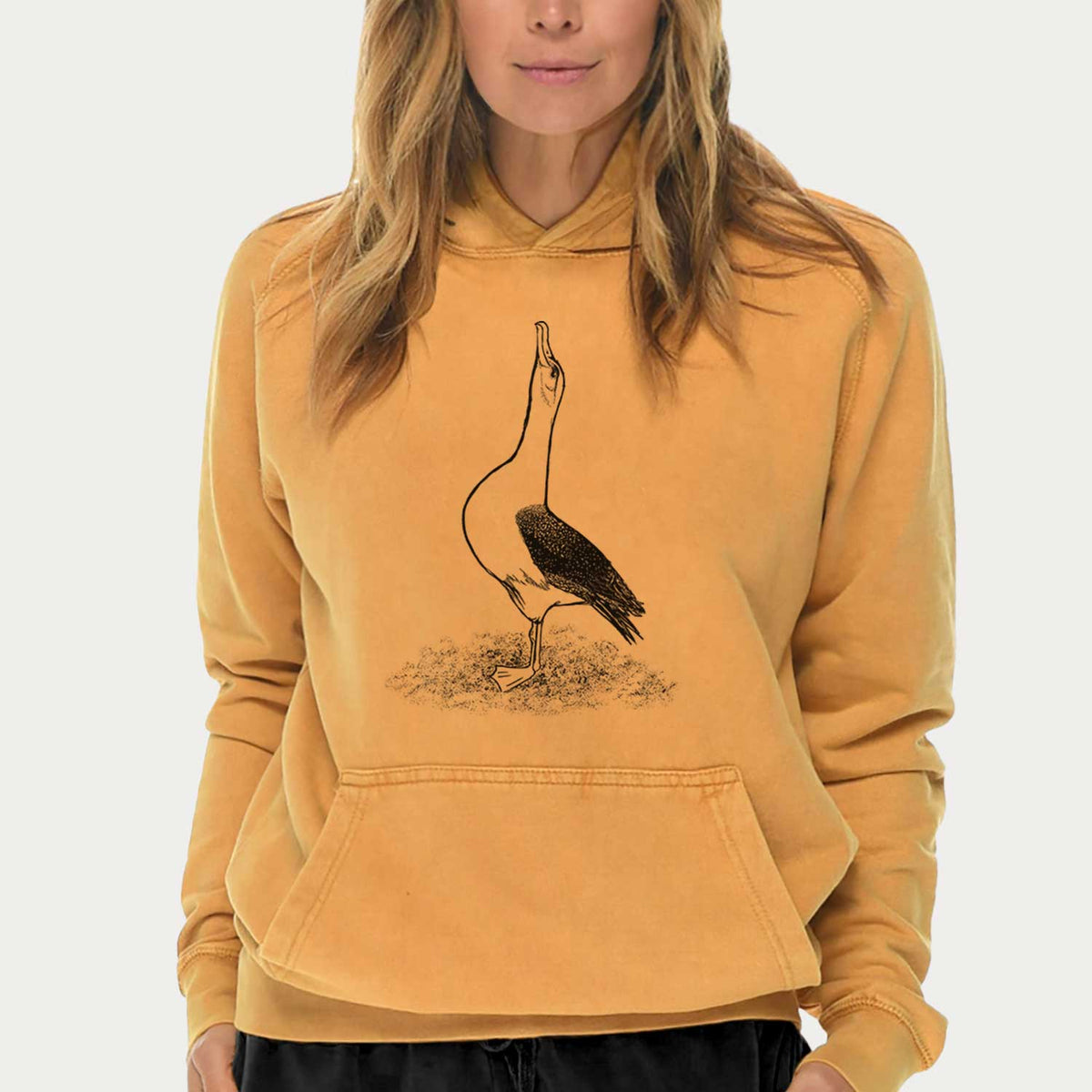 Diomedea exulans - Wandering Albatross  - Mid-Weight Unisex Vintage 100% Cotton Hoodie