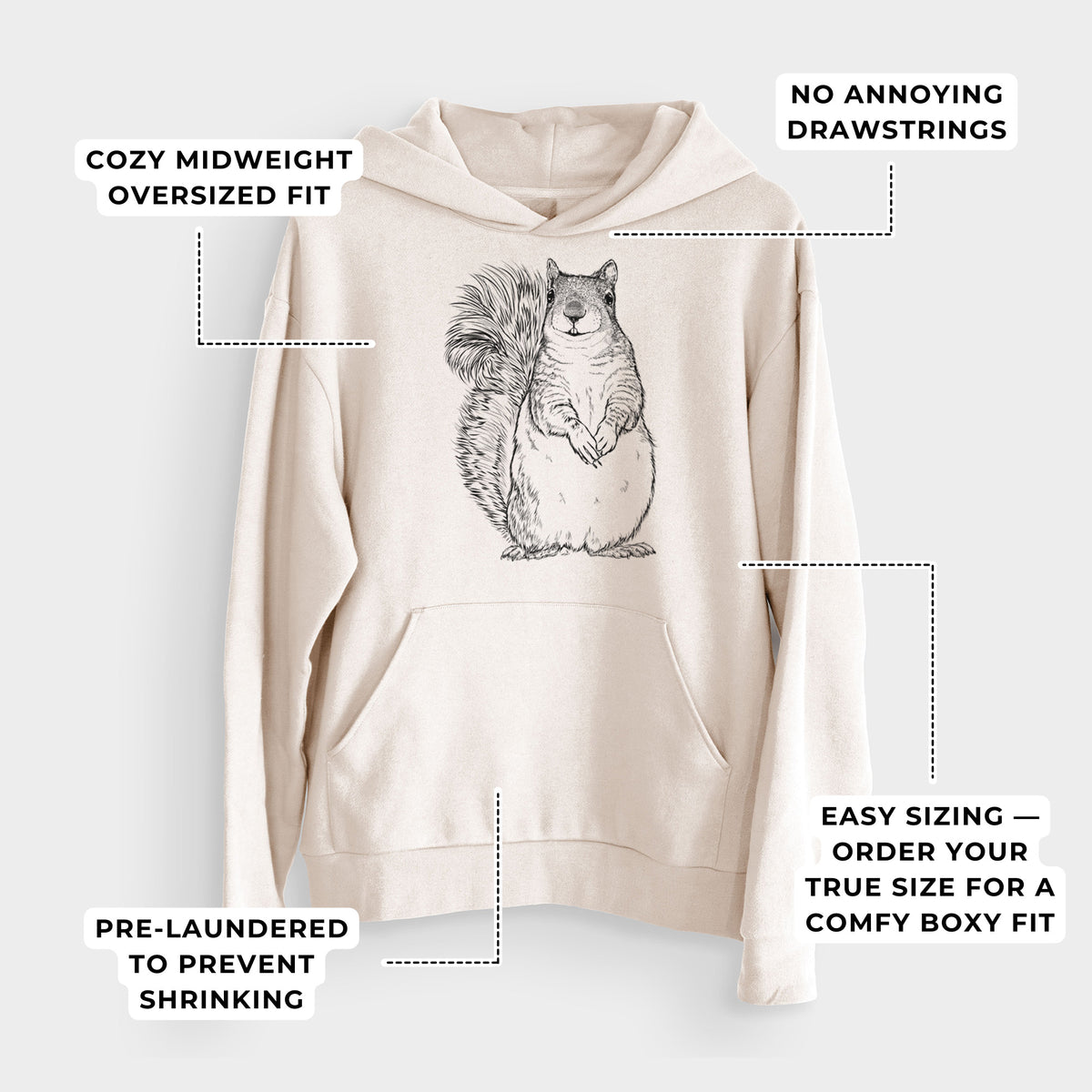 Western Grey Squirrel - Sciurus griseus  - Bodega Midweight Hoodie