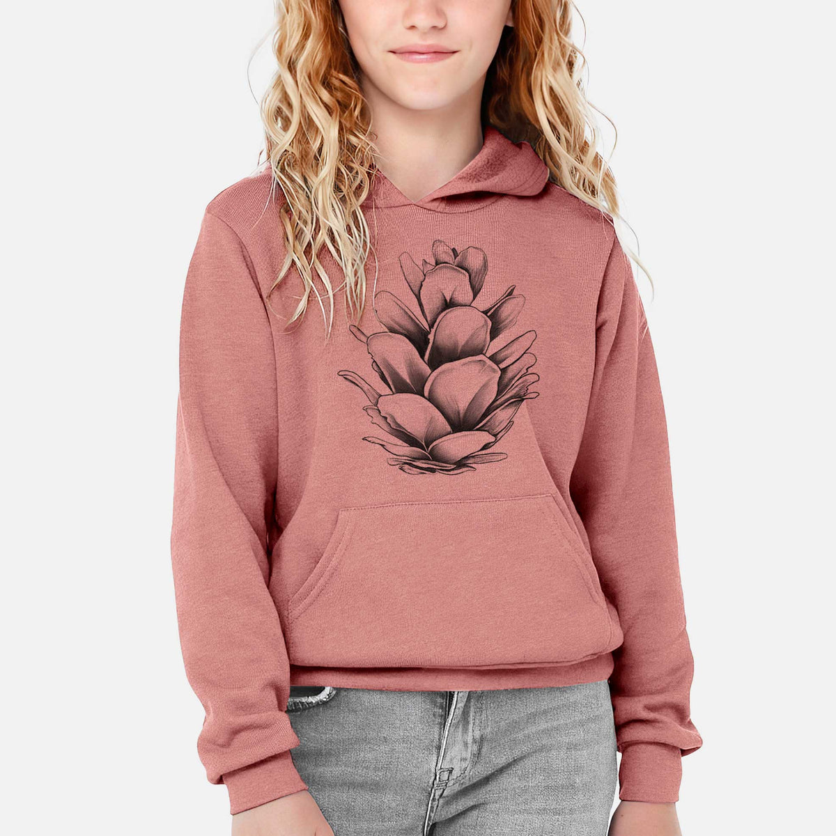Tsuga heterophylla - Western Hemlock Pine Cone - Youth Hoodie Sweatshirt
