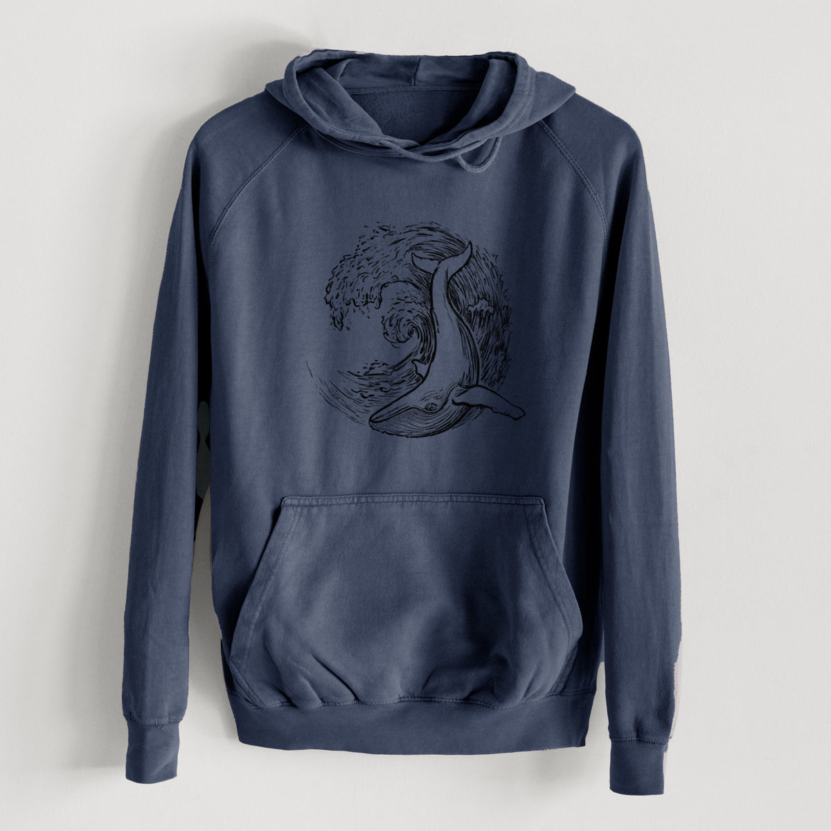 Whale Wave  - Mid-Weight Unisex Vintage 100% Cotton Hoodie