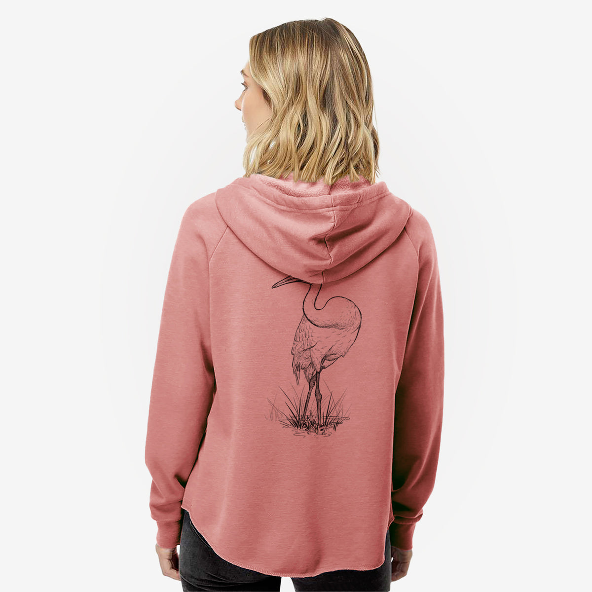 Whooping Crane - Grus americana - Women&#39;s Cali Wave Zip-Up Sweatshirt