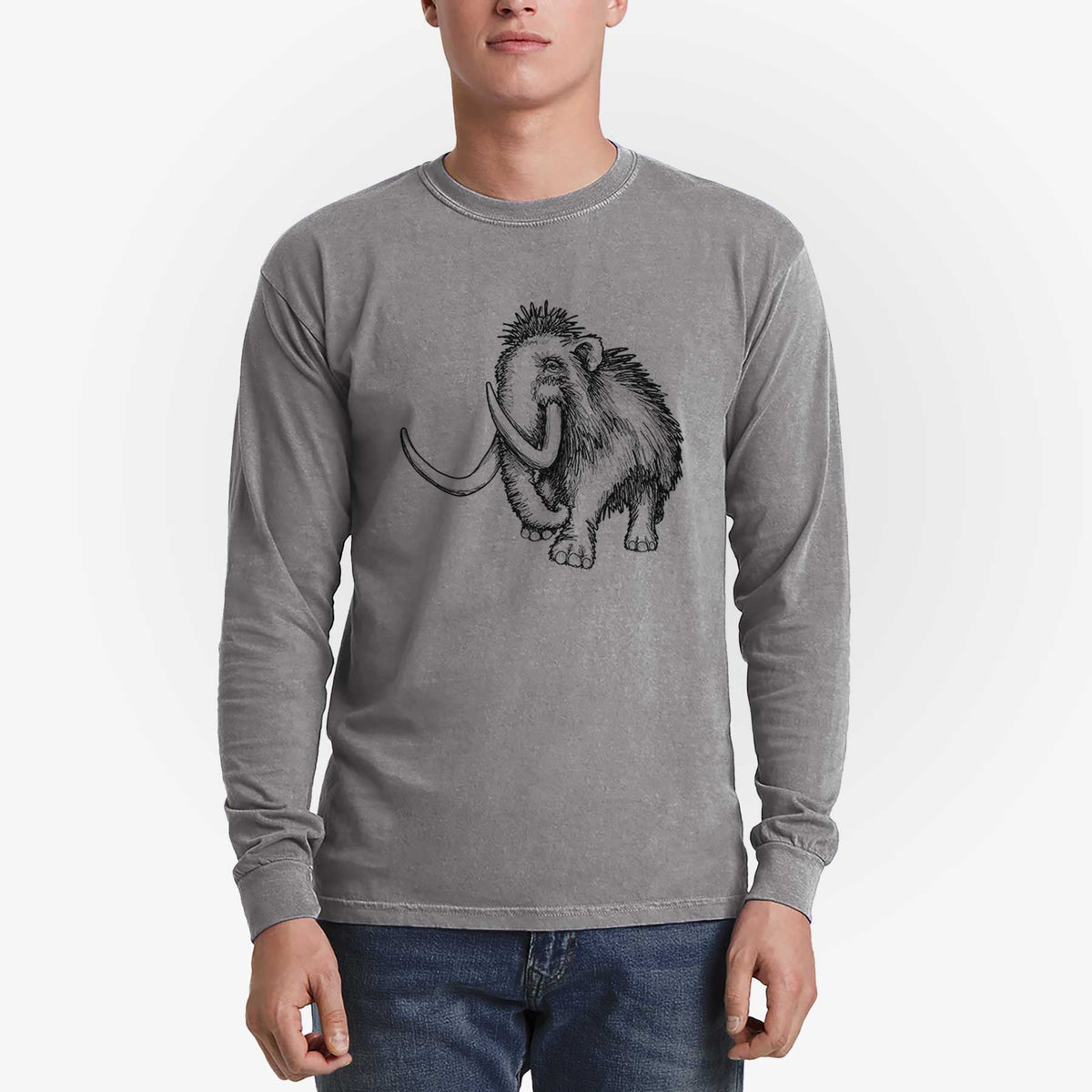 Woolly Mammoth - Mammuthus Primigenius - Heavyweight 100% Cotton Long Sleeve