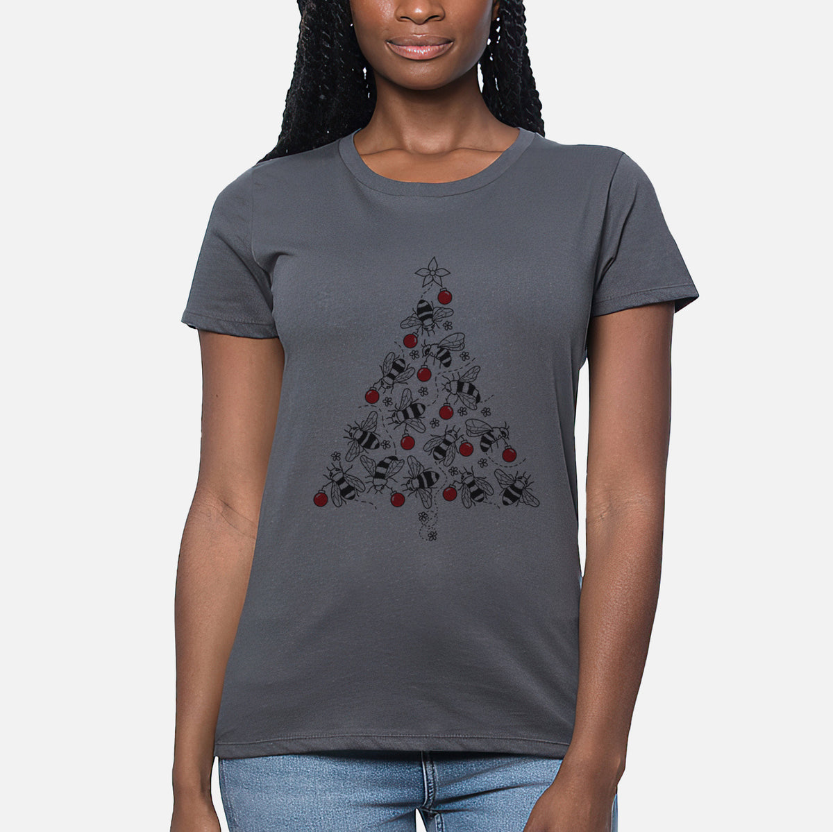 Christmas Tree of Bees - Women&#39;s Crewneck - Made in USA - 100% Organic Cotton